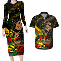 Legend Bob Birthday Couples Matching Long Sleeve Bodycon Dress and Hawaiian Shirt The Father of Reggae - Wonder Print Shop