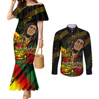 Bob Marley Birthday Couples Matching Mermaid Dress and Long Sleeve Button Shirt The Father of Reggae