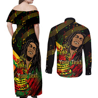 Legend Bob Birthday Couples Matching Off Shoulder Maxi Dress and Long Sleeve Button Shirt The Father of Reggae - Wonder Print Shop