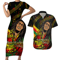 Legend Bob Birthday Couples Matching Short Sleeve Bodycon Dress and Hawaiian Shirt The Father of Reggae - Wonder Print Shop