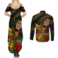 Legend Bob Birthday Couples Matching Summer Maxi Dress and Long Sleeve Button Shirt The Father of Reggae - Wonder Print Shop