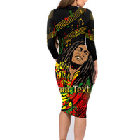 Legend Bob Birthday Family Matching Long Sleeve Bodycon Dress and Hawaiian Shirt The Father of Reggae - Wonder Print Shop