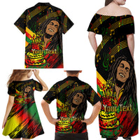 Legend Bob Birthday Family Matching Off Shoulder Maxi Dress and Hawaiian Shirt The Father of Reggae - Wonder Print Shop