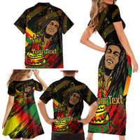 Legend Bob Birthday Family Matching Short Sleeve Bodycon Dress and Hawaiian Shirt The Father of Reggae - Wonder Print Shop