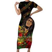 Legend Bob Birthday Family Matching Short Sleeve Bodycon Dress and Hawaiian Shirt The Father of Reggae - Wonder Print Shop