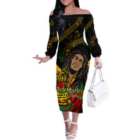 Legend Bob Birthday Off The Shoulder Long Sleeve Dress The Father of Reggae - Wonder Print Shop