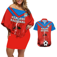 Equatorial Guinea Football Couples Matching Off Shoulder Short Dress and Hawaiian Shirt Come On Nzalang Nacional - Wonder Print Shop