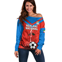 Equatorial Guinea Football Off Shoulder Sweater Come On Nzalang Nacional - Wonder Print Shop