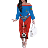 Equatorial Guinea Football Off The Shoulder Long Sleeve Dress Come On Nzalang Nacional - Wonder Print Shop