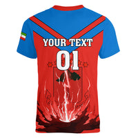 Equatorial Guinea Football Women V Neck T Shirt Come On Nzalang Nacional - Wonder Print Shop