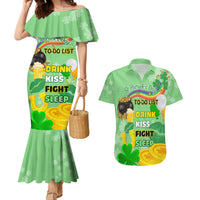 Saint Patrick Day Couples Matching Mermaid Dress and Hawaiian Shirt Shamrock To Do List - Wonder Print Shop