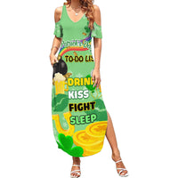 Saint Patrick Day Family Matching Summer Maxi Dress and Hawaiian Shirt Shamrock To Do List - Wonder Print Shop