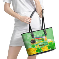 Saint Patrick Day Leather Tote Bag Shamrock To Do List - Wonder Print Shop