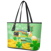 Saint Patrick Day Leather Tote Bag Shamrock To Do List - Wonder Print Shop