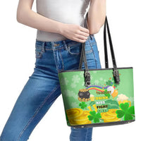 Saint Patrick Day Leather Tote Bag Shamrock To Do List - Wonder Print Shop