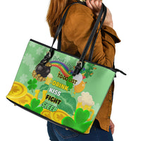 Saint Patrick Day Leather Tote Bag Shamrock To Do List - Wonder Print Shop