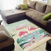Bonaire Flamingos Area Rug Summer Time Beach Concept