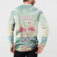 Personalised Bonaire Flamingos Button Sweatshirt Summer Time Beach Concept