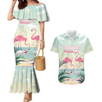 Personalised Bonaire Flamingos Couples Matching Mermaid Dress and Hawaiian Shirt Summer Time Beach Concept