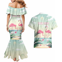 Personalised Bonaire Flamingos Couples Matching Mermaid Dress and Hawaiian Shirt Summer Time Beach Concept