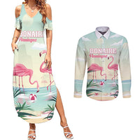 Personalised Bonaire Flamingos Couples Matching Summer Maxi Dress and Long Sleeve Button Shirt Summer Time Beach Concept