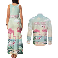 Personalised Bonaire Flamingos Couples Matching Tank Maxi Dress and Long Sleeve Button Shirt Summer Time Beach Concept