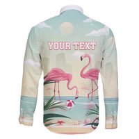 Personalised Bonaire Flamingos Family Matching Long Sleeve Bodycon Dress and Hawaiian Shirt Summer Time Beach Concept