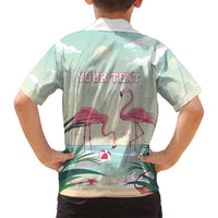 Personalised Bonaire Flamingos Family Matching Off Shoulder Maxi Dress and Hawaiian Shirt Summer Time Beach Concept