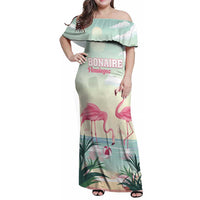 Personalised Bonaire Flamingos Family Matching Off Shoulder Maxi Dress and Hawaiian Shirt Summer Time Beach Concept