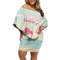 Personalised Bonaire Flamingos Family Matching Off Shoulder Short Dress and Hawaiian Shirt Summer Time Beach Concept