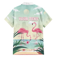 Personalised Bonaire Flamingos Family Matching Puletasi and Hawaiian Shirt Summer Time Beach Concept
