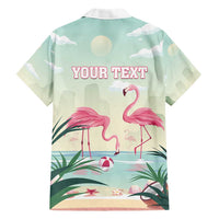 Personalised Bonaire Flamingos Family Matching Short Sleeve Bodycon Dress and Hawaiian Shirt Summer Time Beach Concept
