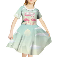 Personalised Bonaire Flamingos Kid Short Sleeve Dress Summer Time Beach Concept