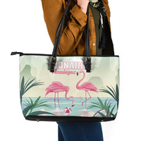 Bonaire Flamingos Leather Tote Bag Summer Time Beach Concept
