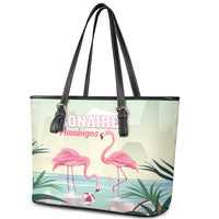 Bonaire Flamingos Leather Tote Bag Summer Time Beach Concept