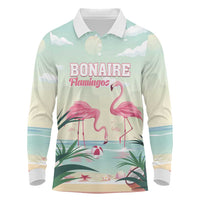 Personalised Bonaire Flamingos Long Sleeve Polo Shirt Summer Time Beach Concept