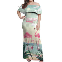 Personalised Bonaire Flamingos Off Shoulder Maxi Dress Summer Time Beach Concept