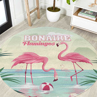 Bonaire Flamingos Round Carpet Summer Time Beach Concept