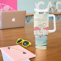 Personalised Bonaire Flamingos Tumbler With Handle Summer Time Beach Concept