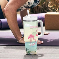 Personalised Bonaire Flamingos Tumbler With Handle Summer Time Beach Concept