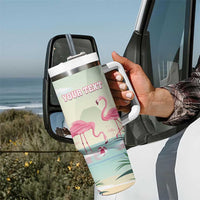Personalised Bonaire Flamingos Tumbler With Handle Summer Time Beach Concept