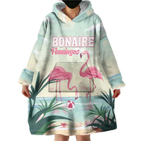 Personalised Bonaire Flamingos Wearable Blanket Hoodie Summer Time Beach Concept