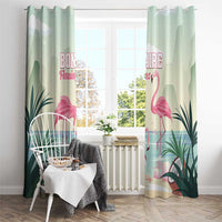 Bonaire Flamingos Window Curtain Summer Time Beach Concept