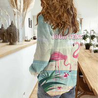 Personalised Bonaire Flamingos Women Casual Shirt Summer Time Beach Concept
