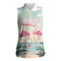 Personalised Bonaire Flamingos Women Sleeveless Polo Shirt Summer Time Beach Concept