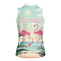 Personalised Bonaire Flamingos Women Sleeveless Polo Shirt Summer Time Beach Concept