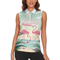 Personalised Bonaire Flamingos Women Sleeveless Polo Shirt Summer Time Beach Concept
