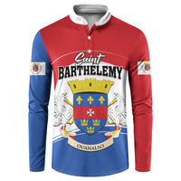 Personalised Saint Barthelemy Button Sweatshirt Ouanalao Coat of Arms
