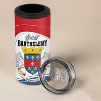 Personalised Saint Barthelemy 4 in 1 Can Cooler Tumbler Ouanalao Coat Of Arms