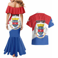 Personalised Saint Barthelemy Couples Matching Mermaid Dress and Hawaiian Shirt Ouanalao Coat of Arms